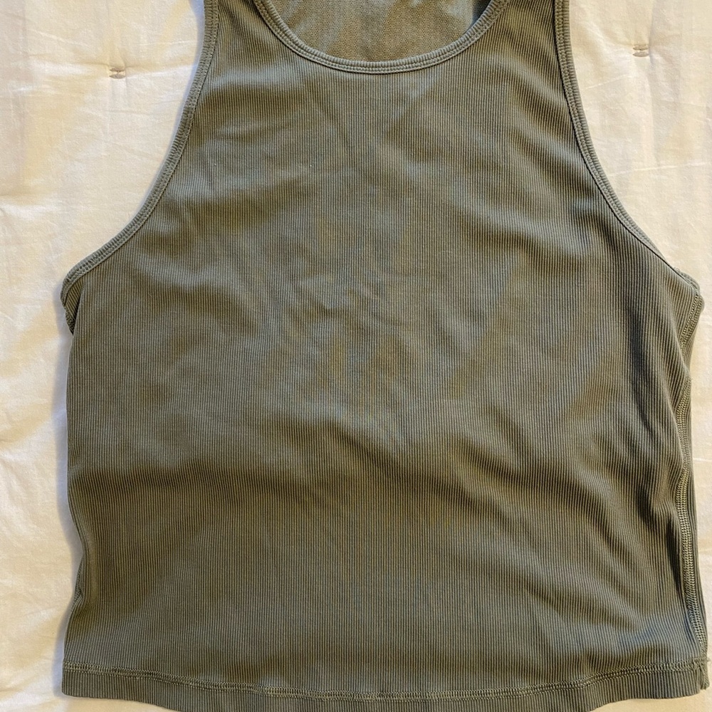 Olive Green Ribbed Tank Top